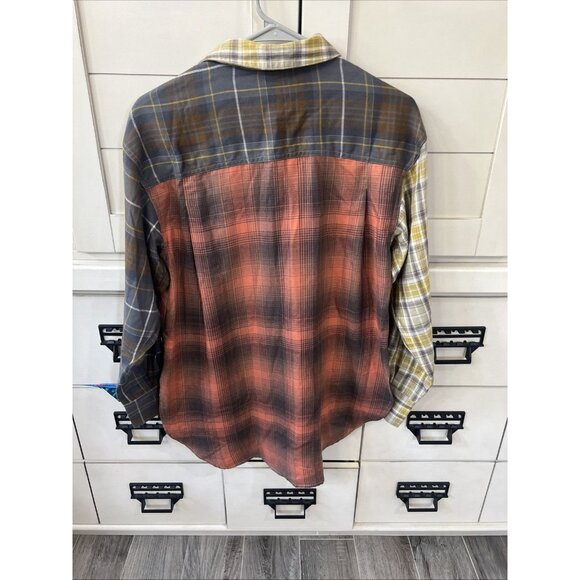 BDG Rick Spliced Boyfriend Flannel Shirt Urban Outfitters Size XS Oversized - Picture 3 of 9